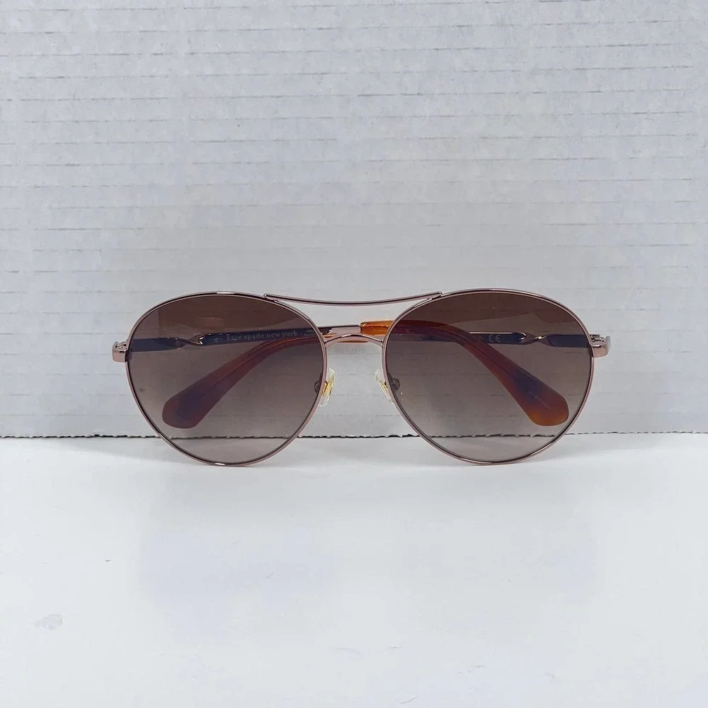 Kate Spade Timeless Chic Aviator UV Sunglasses Gold Brown w/ Pink Case